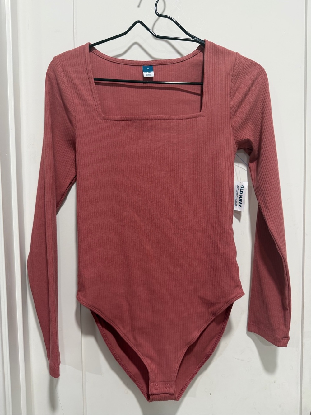 Old Navy Ribbed Square Neck Bodysuit - Dusty Rose